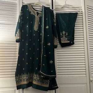 Gorgeous green Salwar Kameez with matching Dupatta
